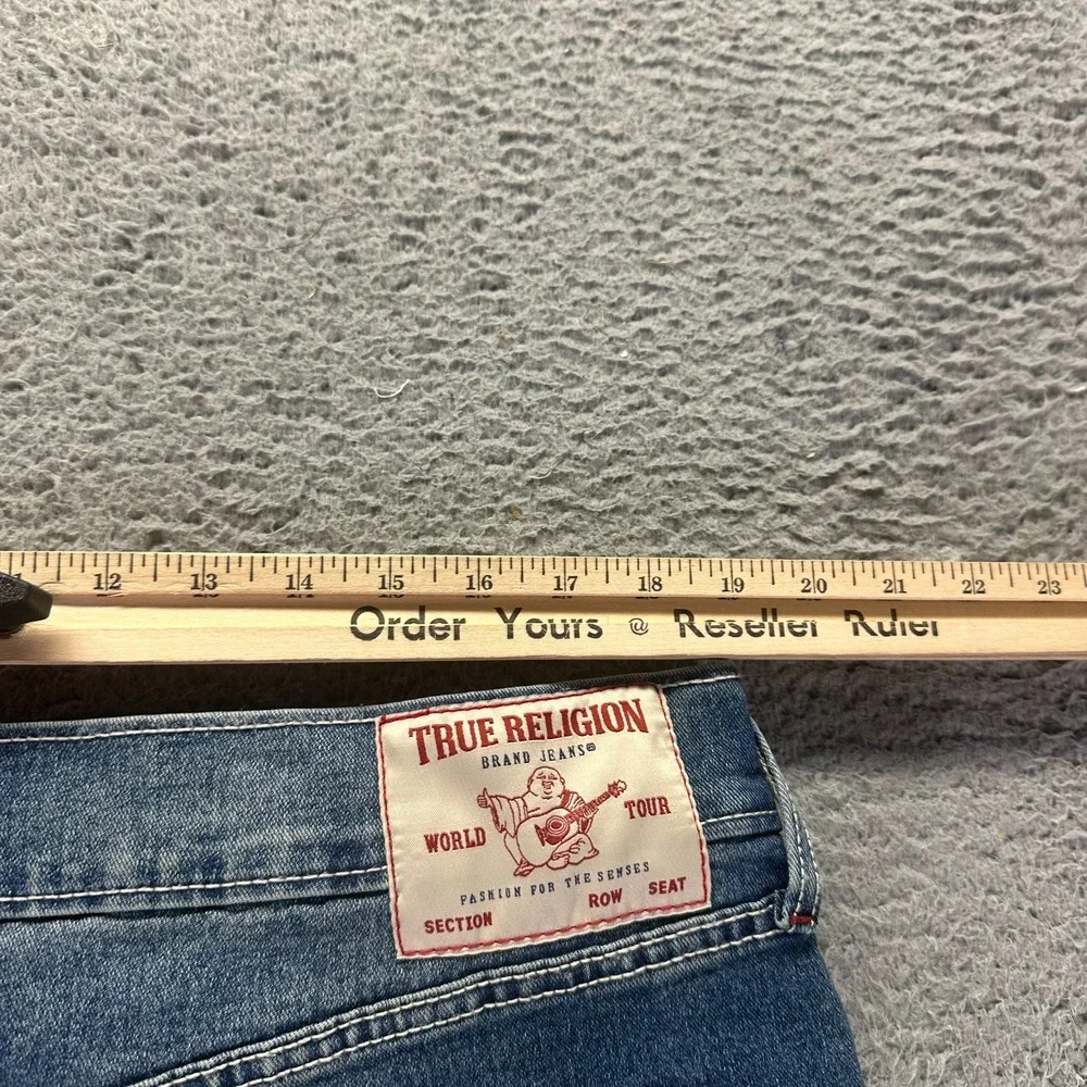 True Religion Ricky Jeans Men 38x34 Blue Cotton Denim Straight Relaxed Fit Faded